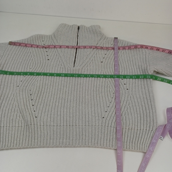 Madewell Pointelle Half Zip Pullover Sweater SZ M Women Preppy Heather Blizzard - Picture 9 of 12